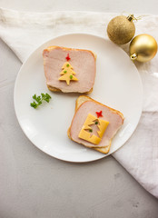 fried egg on a plate. Christmas food art