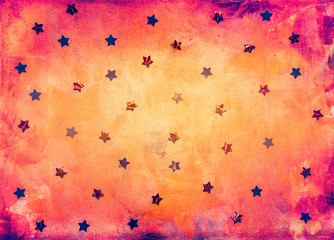 Pink and yellow background with stars