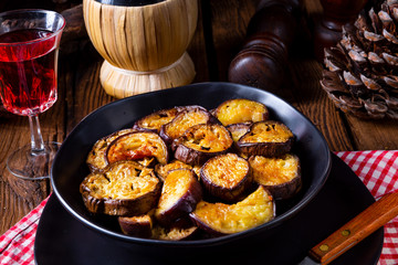 Melitzanes Tiganites - fried aubergines in the Greek style.