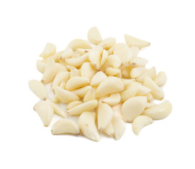 Pile of Fresh Organic Garlic Isolated on White Background