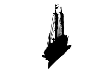 silhouette of the ancient ship vector