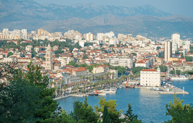 Fototapeta na wymiar View of the old town of Split from Marjan Park.