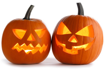 Halloween Pumpkins on white