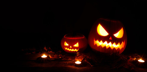 Halloween pumpkin and candles
