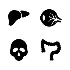 Human Internal Organs. Simple Related Vector Icons Set for Video, Mobile Apps, Web Sites, Print Projects and Your Design. Human Internal Organs icon Black Flat Illustration on White Background.