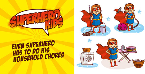 Super hero girl Cartoon character Vector illustration