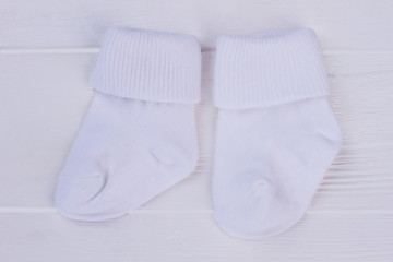 White wool baby socks.