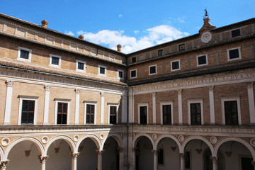 Fototapeta na wymiar Urbino, Italy, ducal palace, ancient and historical medieval city 