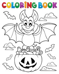 Coloring book Halloween bat theme 1