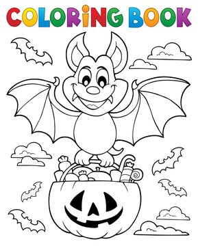 Coloring Book Halloween Bat Theme 1