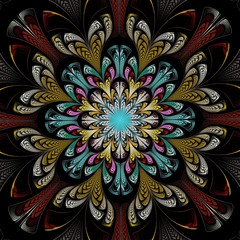 Obraz premium Beautiful Symmetrical fractal mandala, flower or butterfly, digital artwork for creative graphic design