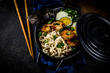 Ramen soup with shrimp