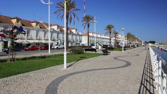 Lively streets of the town Vila Real Santo Antonio. Portugal