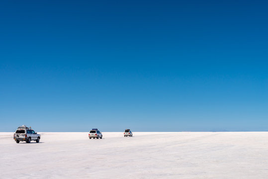4x4 cars in Salar de Uyuni, Potosi, Bolivia