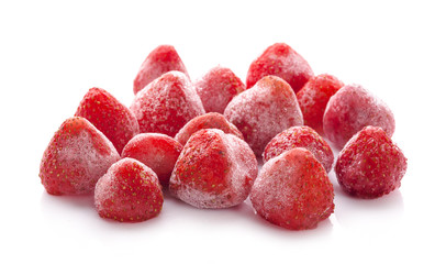 frozen strawberries an isolated on white background