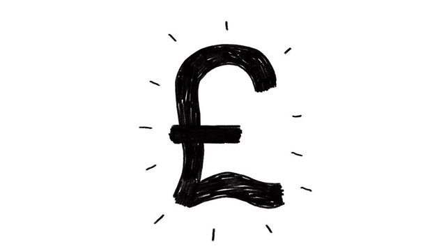 Hand drawn animation of England pound sign. Currency sign animation