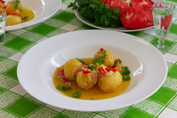 dish of young cooked potato