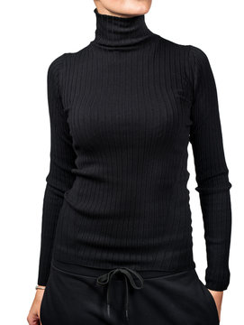 Model in black sweater