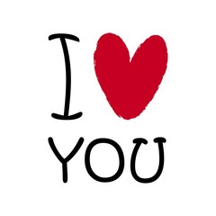 I love you. Happy Valentine`s Day vector flat illustration greeting card
