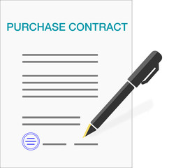 purchase contract, isolated on white space with pen or fountain pen