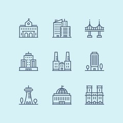Outline Buildings, real estate, house icons for web and mobile design pack 8
