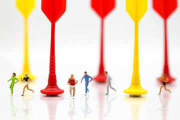 Miniature people : marathon runners on maze ,jogging and running,Active and healthy lifestyle concept.