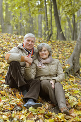 Fototapeta premium beautiful old couple resting in the park