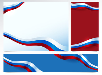 Сollection of Abstract background with flag of Russia, to use as banner. Russian flag on background. Place for text.