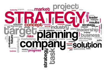 Strategy in business - word cloud sign