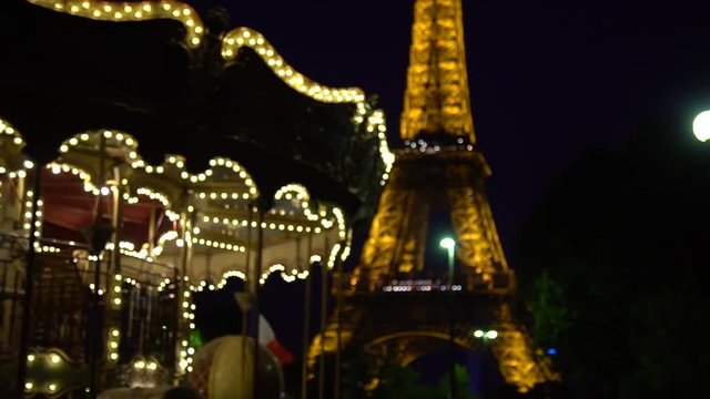 A working carousel near the Eiffel Tower