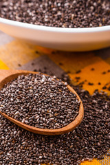 chia seeds on a light rustic background