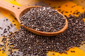 chia seeds on a light rustic background