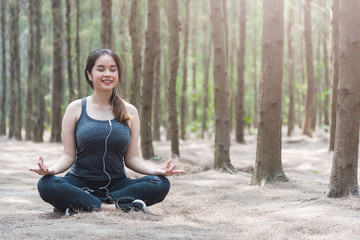 Fototapeta na wymiar Young woman lifestyle relax sitting meditation yoga