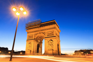 Fototapeta na wymiar Beautiful night view of the Arc de Triomphe in Paris, France
