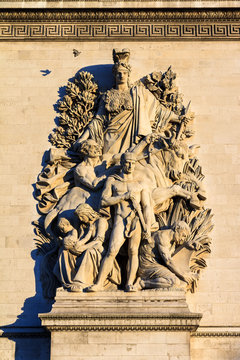 Fototapeta One of the sculptures on the Arc de Triomphe in Paris, France, La Paix de 1815