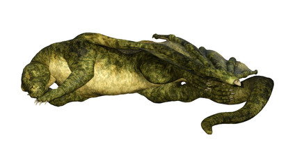 3D Rendering Fantasy Dragon on White