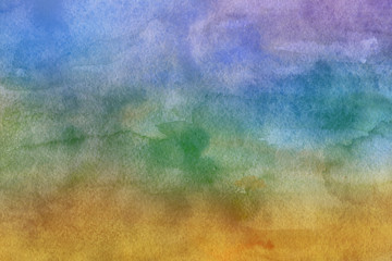 Colorful watercolor paper textures on white background. Chaotic abstract organic design. 