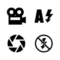 Camera Functions, Menu Mode. Simple Related Vector Icons Set for Video, Mobile Apps, Web Sites, Print Projects and Your Design. Camera Functions, Mode icon Black Flat Illustration on White Background.
