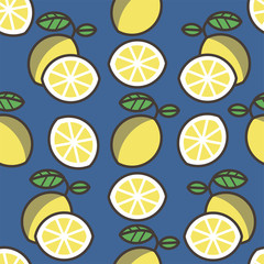 Seamless pattern background with lemons, colorful illustration