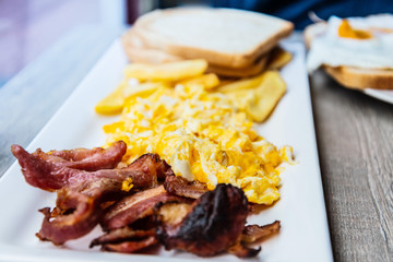 Breakfast with Prepared Egg and ham
