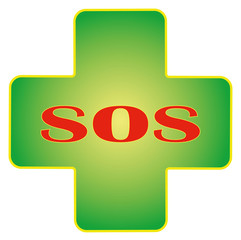 SOS. Health. Pharmacy. Medical cross, isolated, white healthcare Concept. .Vector