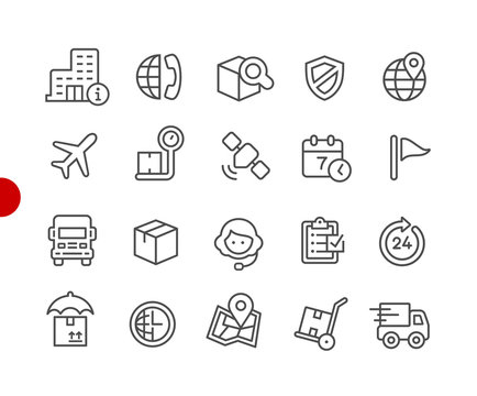 Shipping & Tracking Icons // Red Point Series - Vector line icons for  your digital or print projects.