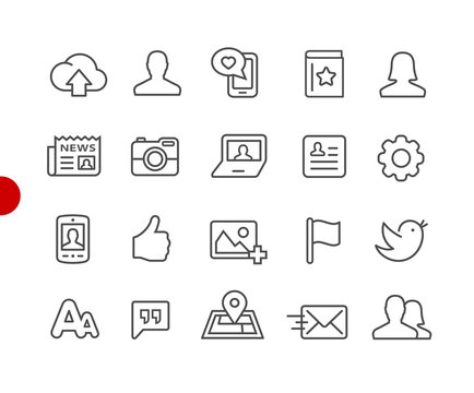 Social Web Icons // Red Point Series - Vector line icons for  your digital or print projects.