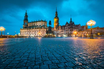 Poster Dresden city center with dramatic sky at twilight, Saxony, Germany © JFL Photography