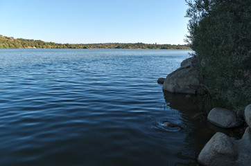 Peaceful view in Povoa e Meadas Dam. Natural reserve in Castelo de Vide, Portugal