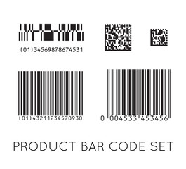 Bar code icon. Set of Modern Flat Barcode.  Can be use as a template for Products. Mockup. Vector.