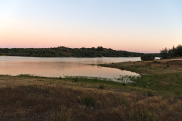 The Povoa e Meadas dam during twilight in Castelo de Vide, Portugal