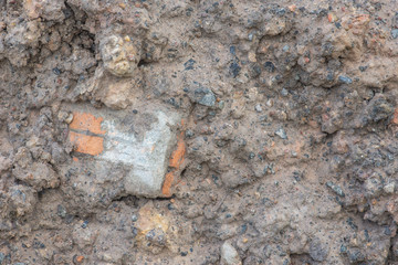 Soil or dirt with old cement from contruction road for background