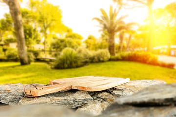 stone table and sunset