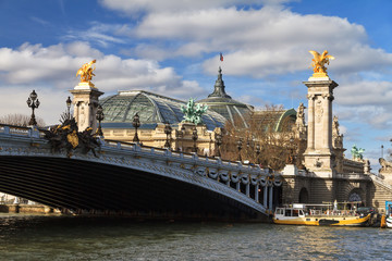 Naklejka premium Beautiful view on the pont Alexandre III and the Grand Palais (Great palace) in Paris